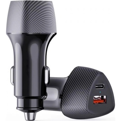 Lemontti зарядно за кола, Fast Charge 48W, 2x Type-C PD и USB QC 3.0, черно (LEMIAFSUCTCN)