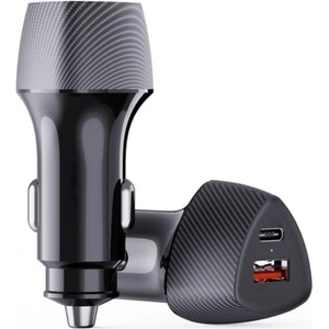 Lemontti зарядно за кола, Fast Charge 48W, 2x Type-C PD и USB QC 3.0, черно (LEMIAFSUCTCN)
