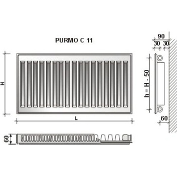 Purmo COMPACT C11 600 x 1200 mm F061106012010300