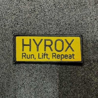 Workout nášivka HYROX se suchým zipem - Run, Lift, Repeat - žlutá