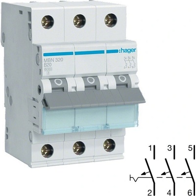 Hager MBN320 20A, B, 6 kA