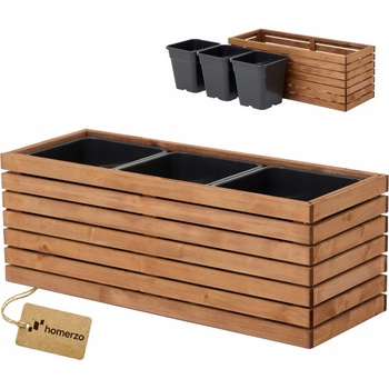 Homerzo Květináč dřevěný čtvercový béžový hnědý 98 x 36,5 cm