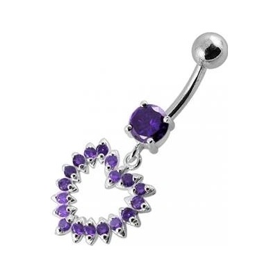 Šperky4U stříbrný piercing do pupíku srdce BP01004-A