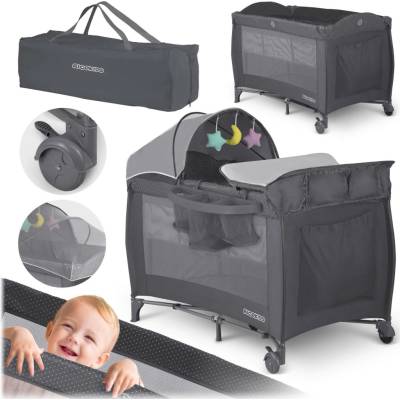 Ricokids cestovná postieľka tmavosivá