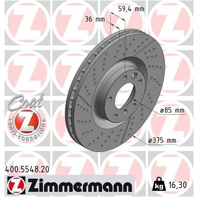 Brzdový kotúč ZIMMERMANN 400.5548.20 (400554820)