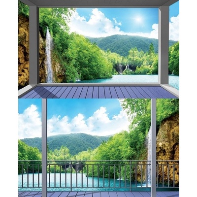 Preinterier FT5652 Fototapeta na stenu Krajina s vodopádom - výhľad vlies 620cm x 219cm