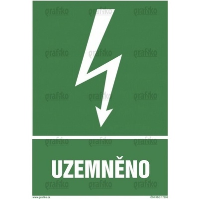 Grafiko | Hlavní vypínač - Text obrázku Uzemněno, Materiál Hliník, Rozměr 297x210mm