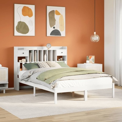 vidaXL 11461.3321627 Postel s knihovnou bez matrace bílá masivní borovice