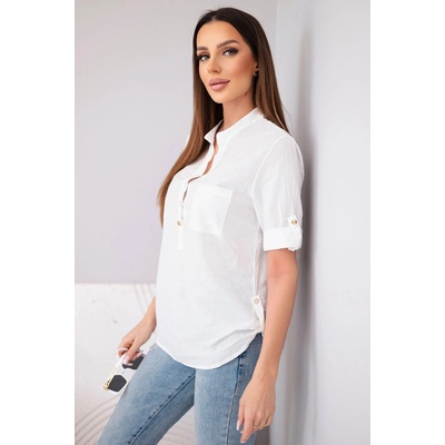 Fashionweek dámska bavlnená blúzka krátky rukáv K2862 biela