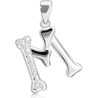 Šperky eshop Přívěsek ze stříbra 925 monogram m vykládaný čirými zirkony Q10.2