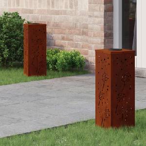 vidaXL Соларна LED светлина за пътека 2 бр. Топло бяло 18 x 18 x 50 см (879771)