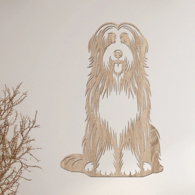 dřevo života Dřevěný obraz Bearded Collie Rozměry (cm): 46x60, Zvolte barvu dekoru: Dub Sonoma