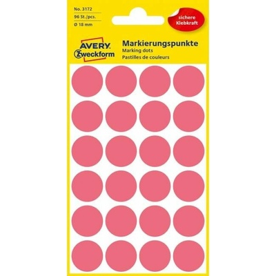 avery zweckform Etikety kruhové 18mm Avery neónovo červené