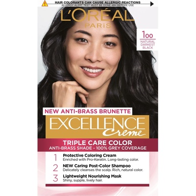 L'Oréal L'Oréal Еxcellence Боя за коса, 100 Natural Darkest Black