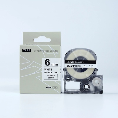 Epson LK-2WBN, SS6KW, C53S652003, 6mm x 9m, čierna tlač / biely podklad, kompatibilná páska