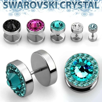 InfinityPierce Falešný plug z chirurgické oceli s krystaly Swarovski IPGC