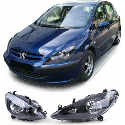 Angeleyes Peugeot 307 predné čierne svetlá s hmlovkou