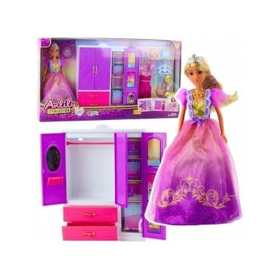 LEAN Toys Anlily doll wardrobe with shelves + accessories 24 pcs