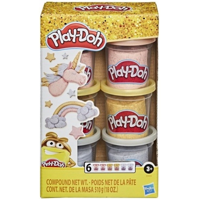 Hasbro Play Doh Sada 6 kelímků třpytivá zlatá stříbrná a růžová E9433