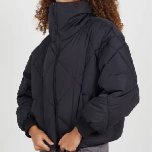 Brave Soul Дамско яке Brave Soul Womens Diamond Quilted Funnel Neck Short Puffer Jacket - Black