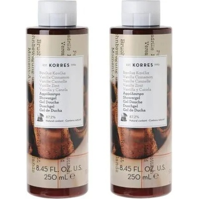 KORRES Промо душ гел Ванилия и Канела, Korres Renewing Body Cleanser Vanilla Cinnamon 2x250ml