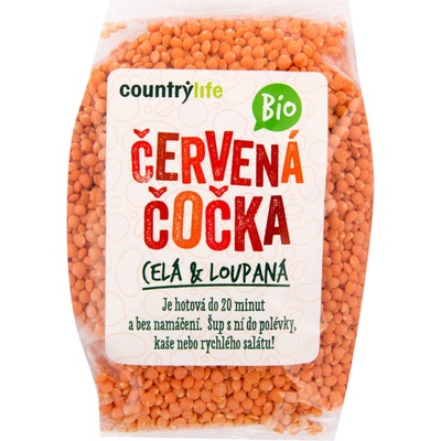 Country Life Bio šošovica červená celá lúpaná 500 g