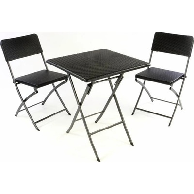 Garthen 37114 Záhradný set stôl a 2 stoličky ratanového vzhľadu, skladacie