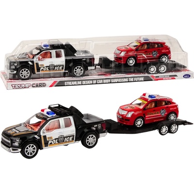 Lean Toys Policejní souprava Auto Pickup Off-Road Tow Truck Trailer Policie