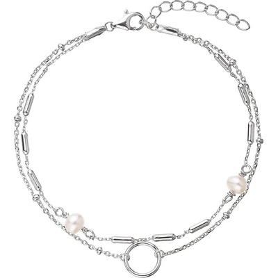 Pavona Dvojitý stříbrný náramek s perličkami 23015.1