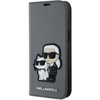 KARL LAGERFELD Калъф Karl Lagerfeld KLBKP14SSANKCPG за iPhone 14 6.1", сребрист/ сребрист, Saffiano Karl & Choupette (KF001615-0)