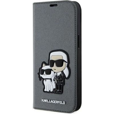 KARL LAGERFELD Калъф Karl Lagerfeld KLBKP14SSANKCPG за iPhone 14 6.1", сребрист/ сребрист, Saffiano Karl & Choupette (KF001615-0)