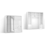 BRW Гардероб FLEX 240 / 66 / 240 см бял мат / гланц с огледало (07/240-66-240/white-glanc/flex/brw / 08/240-66-240/white-mat/flex/brw)