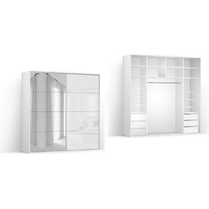 BRW Гардероб FLEX 240 / 66 / 240 см бял мат / гланц с огледало (07/240-66-240/white-glanc/flex/brw / 08/240-66-240/white-mat/flex/brw)