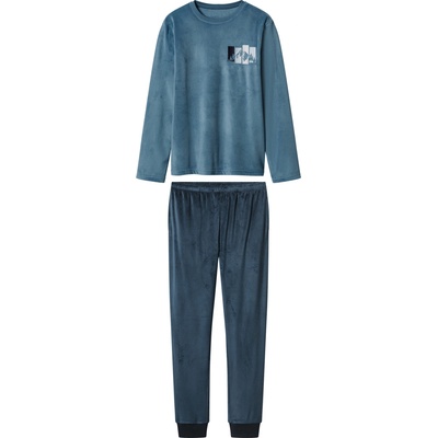 Esmara plyšové pyžamo petrolejová navy modrá