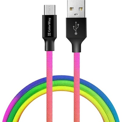 ColorWay Kábel USB MicroUSB multicolor 2.4A 1m CW-CBUM017-MC