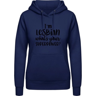 AWDis Hoodie mikina Som lesbička aká je tvoja superschopnosť? oxfordská modrá