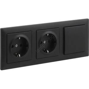 Legrand Legrand-Двойна домашна SCHUKO розетка и еднополюсен ключ № 1 с рамка SUNO 250V в черно (LR0118H)