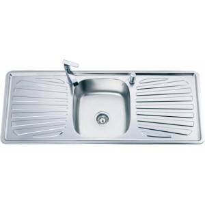 Inter Ceramic Кухненска мивка ick 12050 d - алпака, едно корито с плотове от двете страни (ick 12050 d) Мивка за вграждане