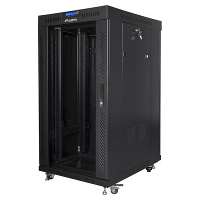 Lanberg Комуникационен шкаф Lanberg rack cabinet 19" free-standing 22U/600x800 (flat pack) with glass door lcd black v2 (FF01-6822-12BL)