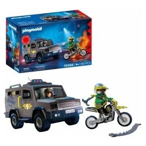 Playmobil City Action SWAT vehicle | With police officer, criminal motorcycle and nail tape | Childrens toys from 4 years | 72066
