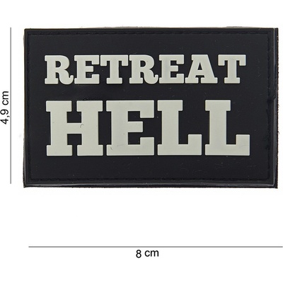 Gumová nášivka 101 Inc nápis Retreat Hell - černá-coyote