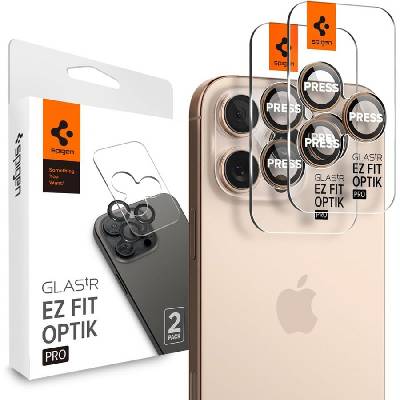 2 х Протектори за лещи на iPhone 16 Pro / 16 Pro Max от Spigen Optic Pro Glas. Tr EZ FIT 2-Pack - Desert Titanium (8809971236850)