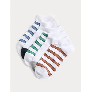 Marks & Spencer Къси раирани чорапи Trainer Liners с технология Cool & Fresh и високо съдържание на памук, комплект 5 чифта Marks & Spencer бяло Marks & Spencer | Byal | МЪЖЕ | 6-8.5