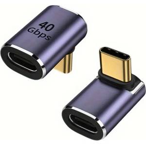 Reset Computers Adapter USB C-C, M/F, Angled, 40Gbps QC100W 776304 (C40-72/LTW)