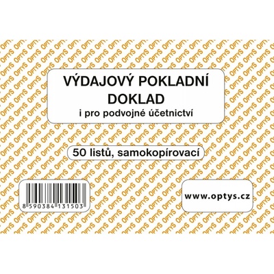 Optys 1083 Výdajový pokladní doklad A6 samopropisovací 100 listů – Hledejceny.cz