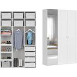 BRW Гардероб flex 150 / 45 / 240 см бял с огледало - тесен модел (f57-szafa_zestaw_23-bi/bi/sz)