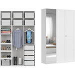 BRW Гардероб flex 150 / 45 / 240 см бял с огледало - тесен модел (f57-szafa_zestaw_23-bi/bi/sz)