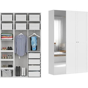 BRW Гардероб flex 150 / 45 / 240 см бял с огледало - тесен модел (f57-szafa_zestaw_23-bi/bi/sz)