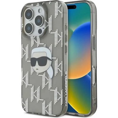 KARL LAGERFELD Калъф Karl Lagerfeld IML Karl Head с галванично покритие за iPhone 16 Pro - черен (3666339319786)