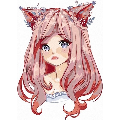 zuty Malování podle čísel Anime dívka s růžovými vlasy 80 x 100 cm vypnuté plátno na rám